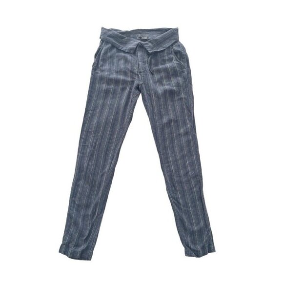 Vince. Womens Sz 0 Blue Gray Striped High Rise Linen Blend Pants - Picture 1 of 8